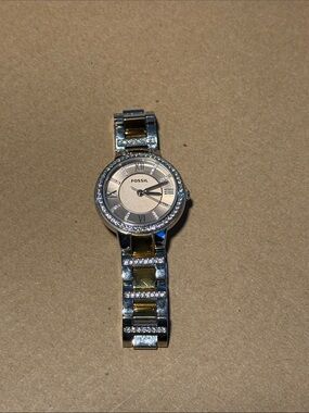 Fossil Two-Tone Gold and Silver Stainless Steel Crystal Bracelet Watch